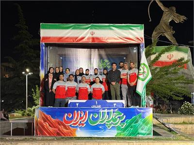 فعالیت و خدمت‌رسانی موکب فدراسیون آمادگی جسمانی و تندرستی همراه با پرچم‌گردانی برای ایران عزیز 1