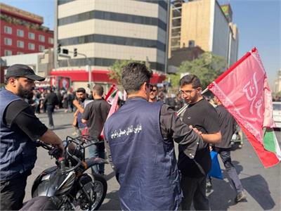 خدمت رسانی موکب فدراسیون آمادگی جسمانی و تندرستی در آیین تشییع رهبر شهید