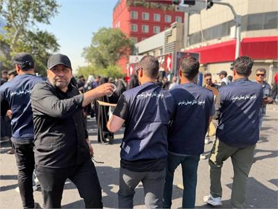 خدمت رسانی موکب فدراسیون آمادگی جسمانی و تندرستی در آیین تشییع رهبر شهید