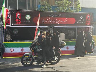 خدمت رسانی موکب فدراسیون آمادگی جسمانی و تندرستی در آیین تشییع رهبر شهید